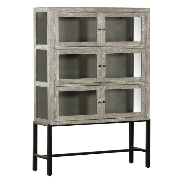 Shop Rustic Farmhouse Cerused Oak Brown 6 Door Display Cabinet