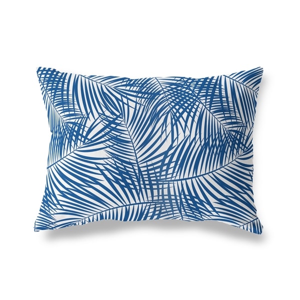 PALM PLAY BLUE ON WHITE Lumbar Pillow by Kavka Designs. Opens flyout.
