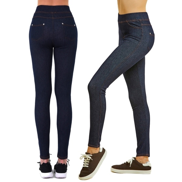 denim leggings with pockets