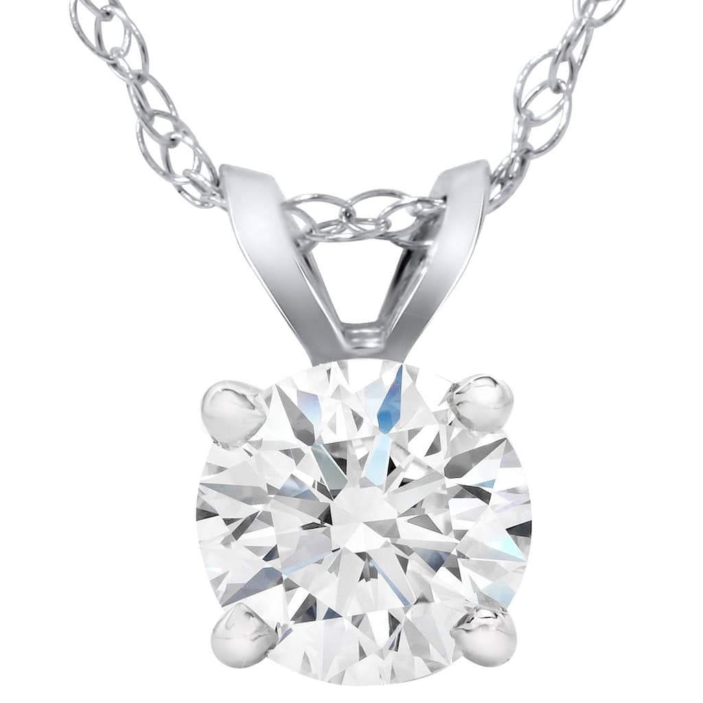 3/4ct Diamond Round Solitaire Pendant White Gold Lab Grown