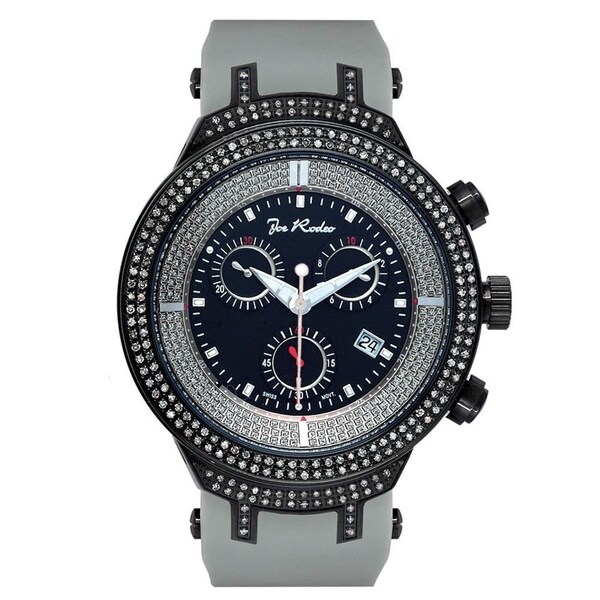 Joe Rodeo Men's Diamond Watch Genuine Diamonds 46 mm size Black Case, Model MASTER. Opens flyout.