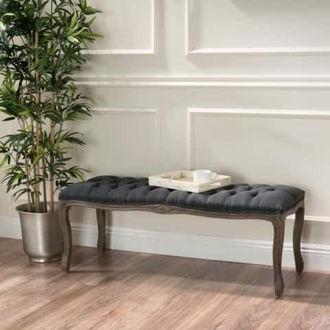 Copper Grove Qozoon Cushioned Upholstered Bench with Curved Legs