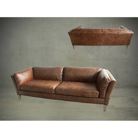 Strick & Bolton Wilson Brown Leather Sofa