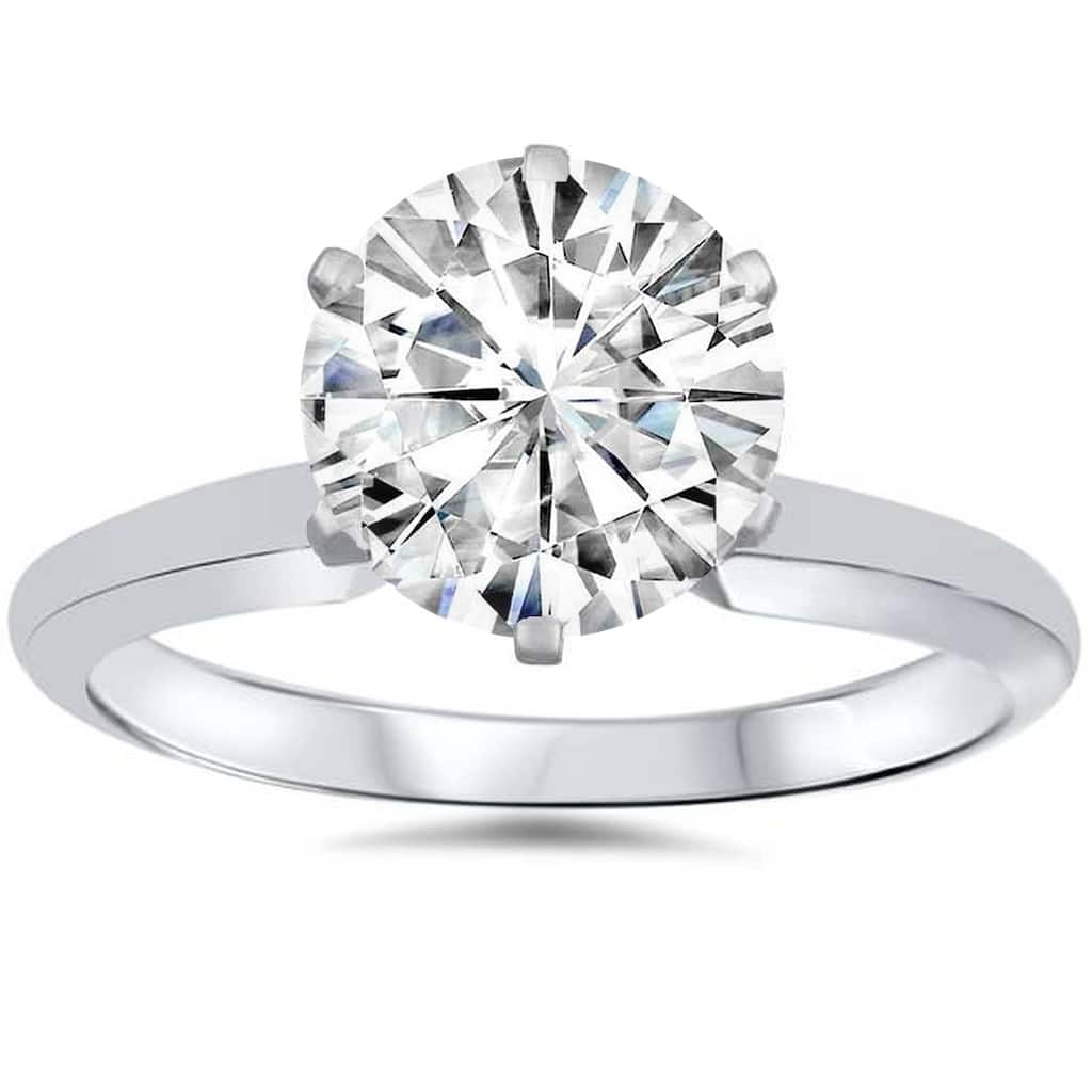 14k White Gold 1 Ct Oval Moissanite Solitaire Engagement Ring (H/VVS)