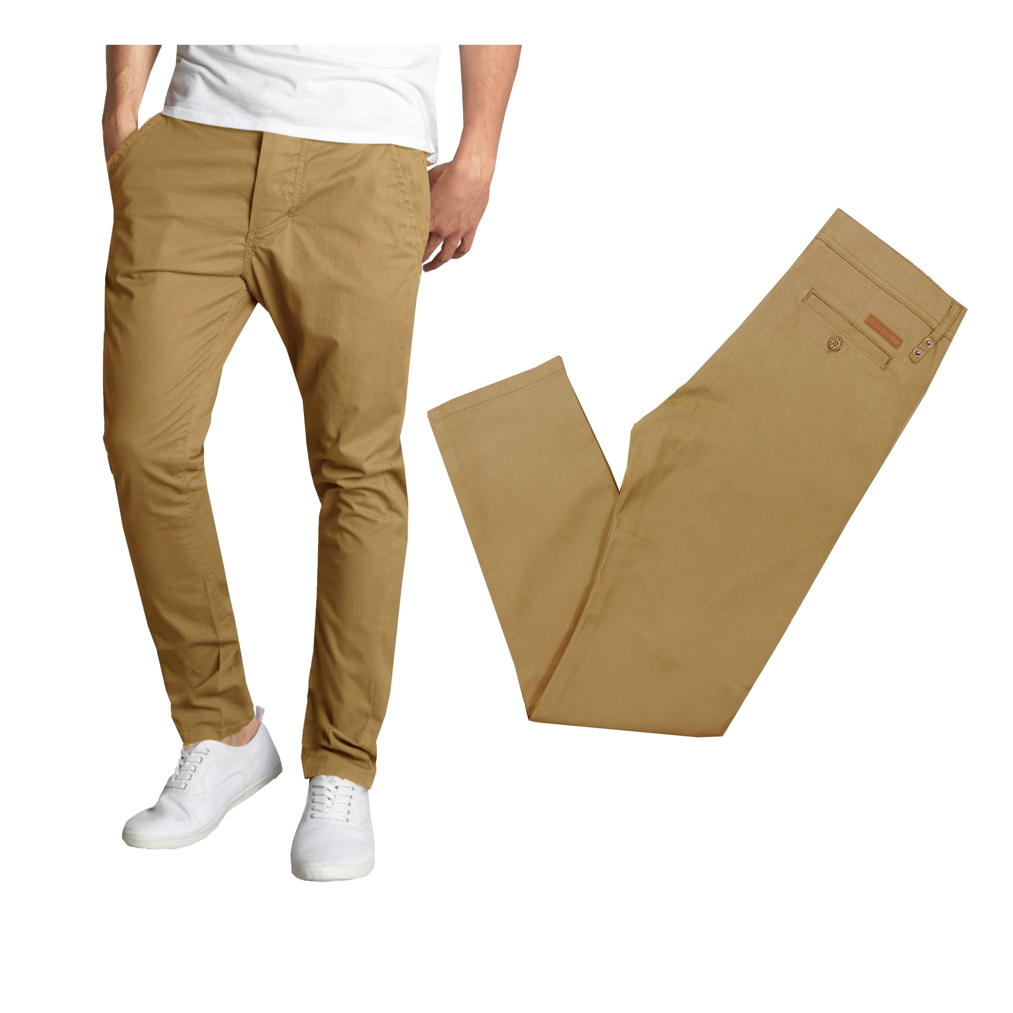 Galaxy By Harvic Men's Cotton Stretch Casual Chino Pants in Khaki - 32 Inch  Waist - 32 Inch Length - (As Is Item) - Bed Bath & Beyond - 30378048