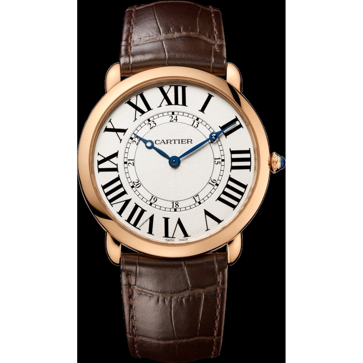 cartier leather band men's watch