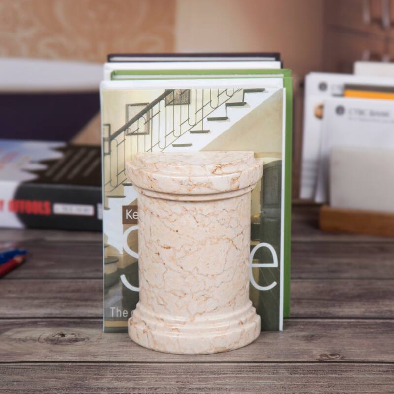 Creative Home Set of 2 Saganaw Style Natural Champagne Marble Bookend Set