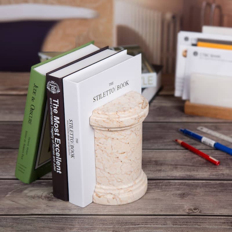 Creative Home Set of 2 Saganaw Style Natural Champagne Marble Bookend Set