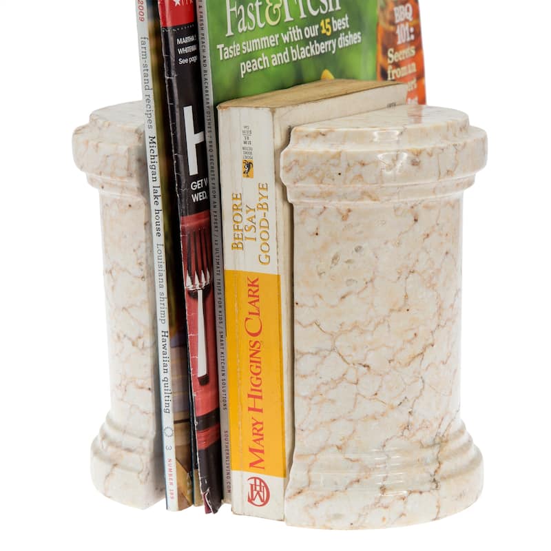 Creative Home Set of 2 Saganaw Style Natural Champagne Marble Bookend Set