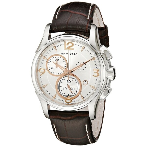 Shop Hamilton Men's H32612555 'Jazzmaster' Chronograph Automatic Brown Leather Watch - Free ...