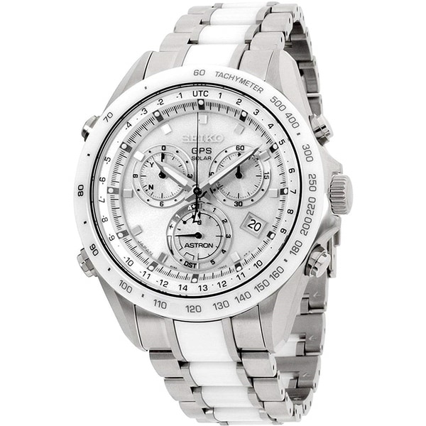 seiko silver tone solar men's watch