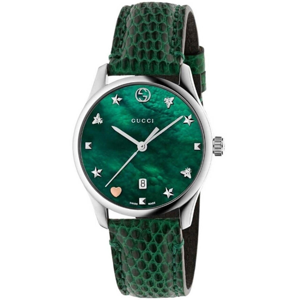 gucci green leather watch