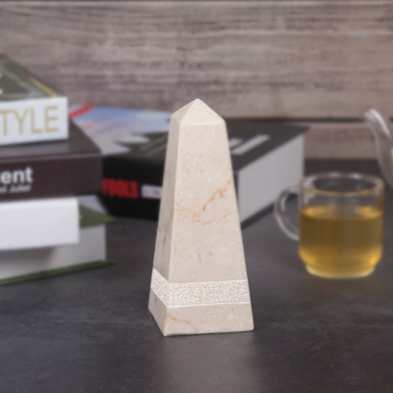 Creative Home Natural Champagne Marble 8" Obelisk