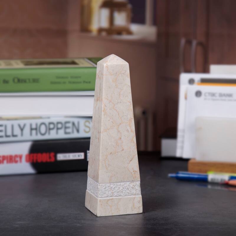 Creative Home Natural Champagne Marble 8" Obelisk