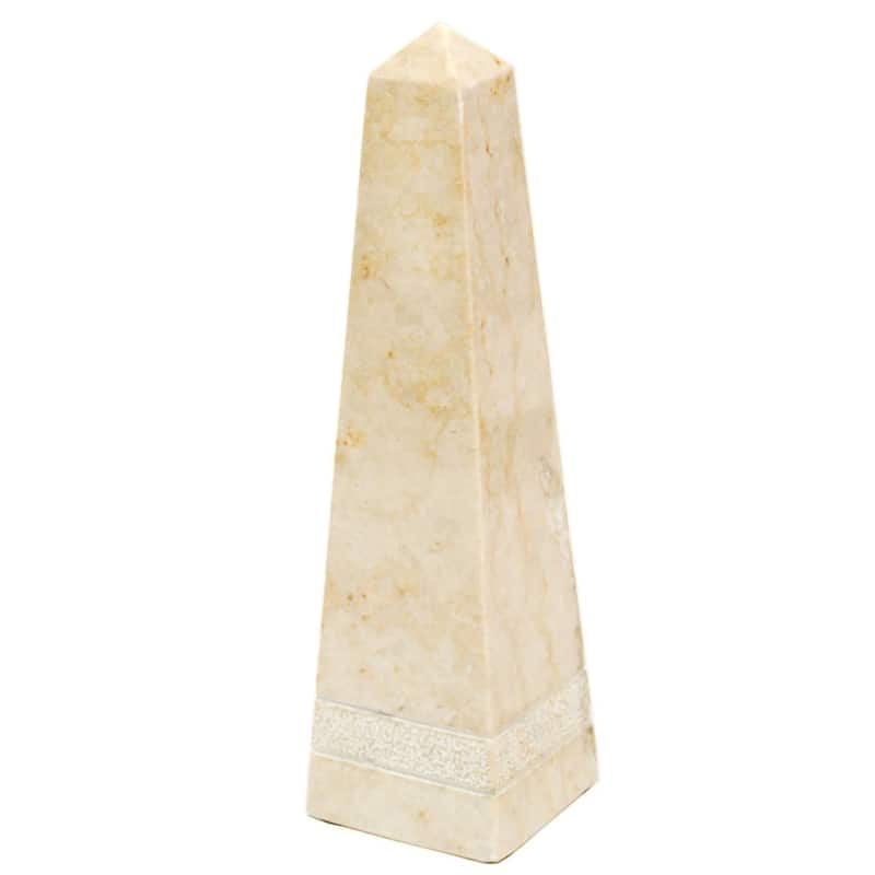 Creative Home Natural Champagne Marble 8" Obelisk - Beige