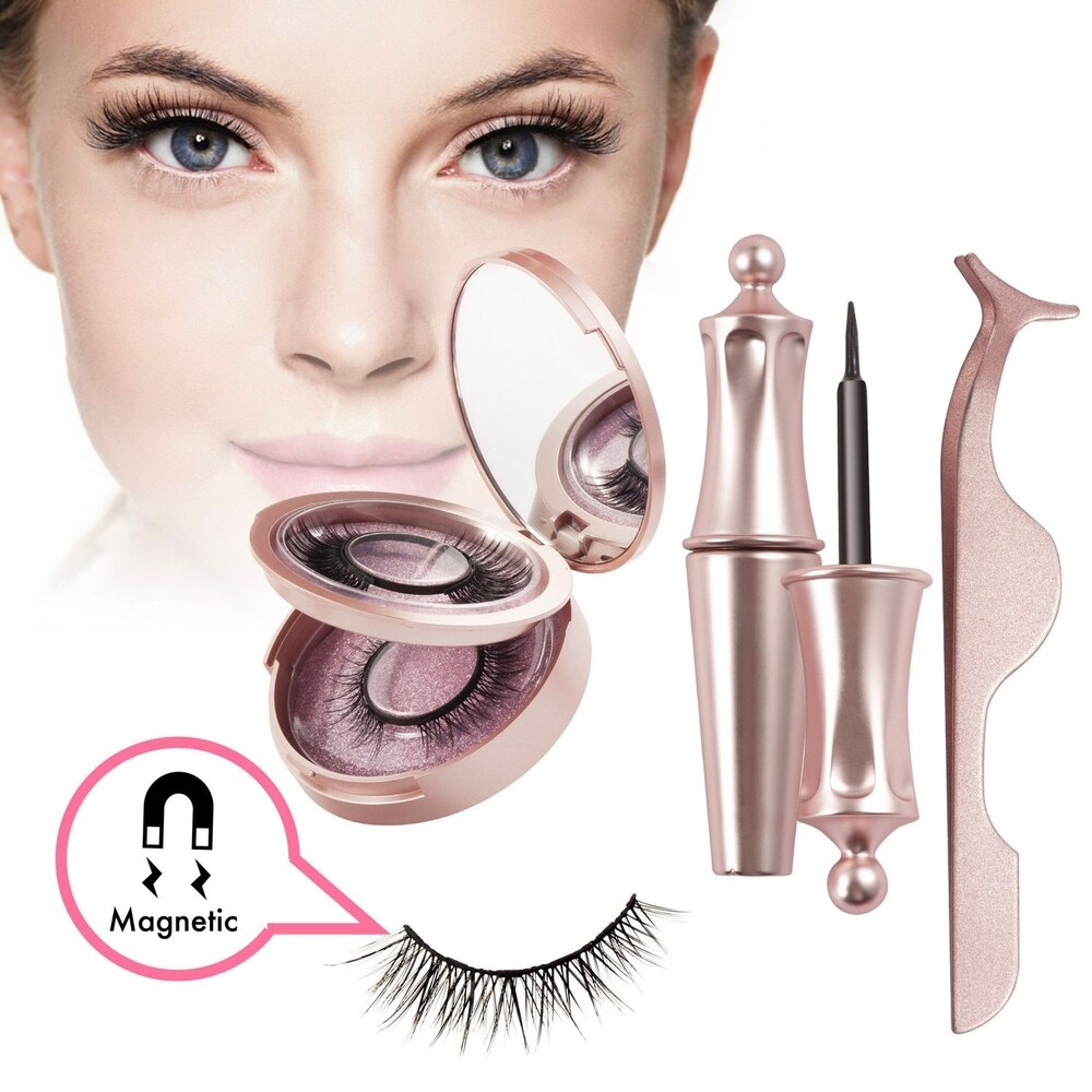 Zodaca Reusable Magnetic Eyelashes & Magnetic Eyeliner with Tweezer Kit