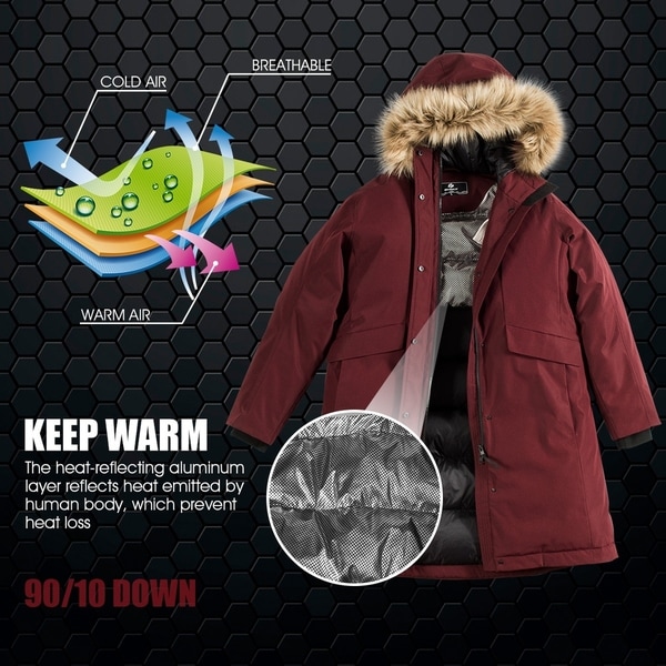 women's heat keep down hooded puffer jacket