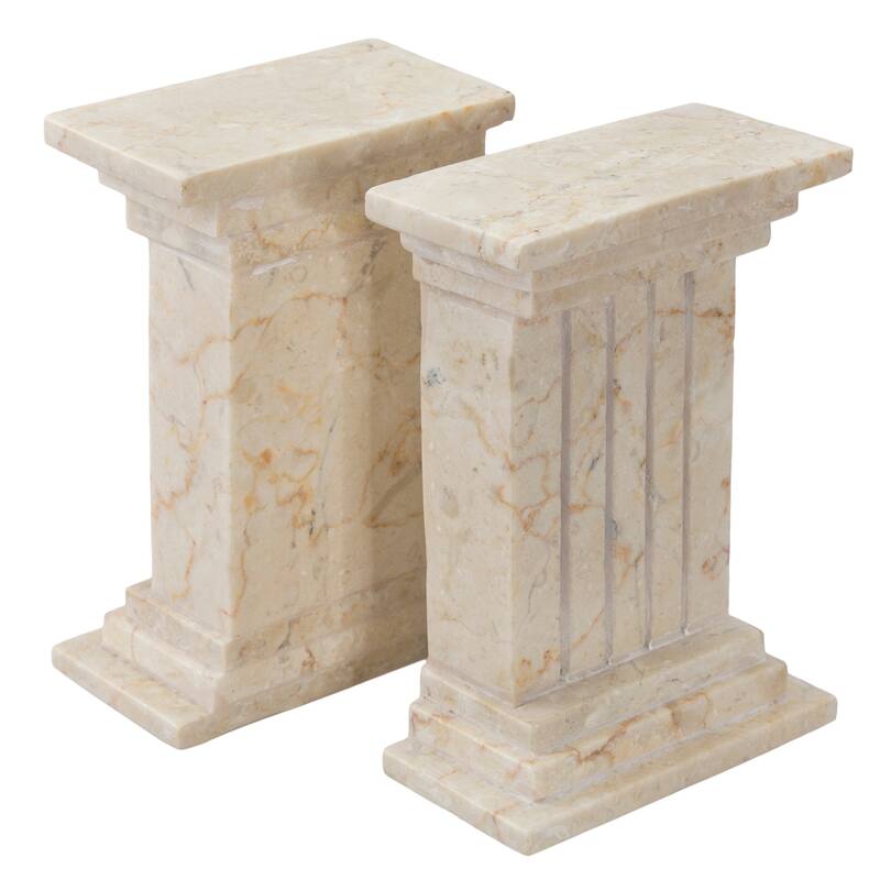 Creative Home Set of 2 Column Style Natural Champagne Marble Bookend Set