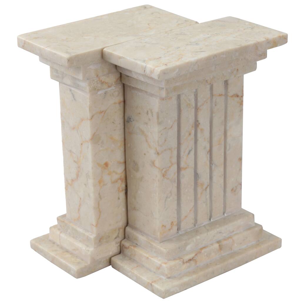 Creative Home Set of 2 Column Style Natural Champagne Marble Bookend Set