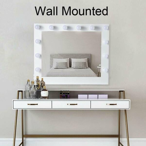 Shop White Hollywood Makeup Vanity Mirror With Light Stage Large