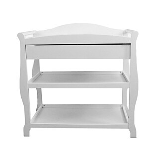 Wooden Changing Table with 1 Drawer and 2 Bottom Shelves, White