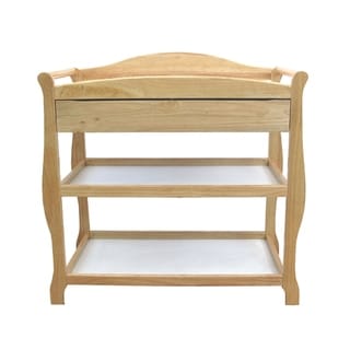 Wooden Changing Table with 1 Drawer and 2 Bottom Shelves,Natural Brown