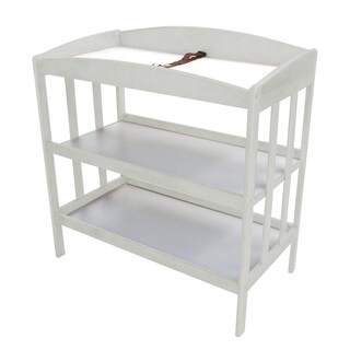 Wooden Changing Table with 2 Shelves and Slatted Sides, White