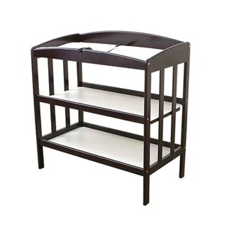 Wooden Changing Table with 2 Shelves and Slatted Sides, Cherry Brown