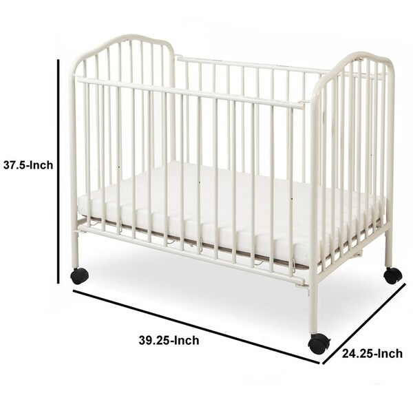 white metal crib