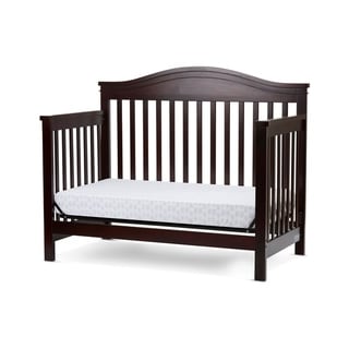 Wooden 4 in 1 Convertible Crib with Slatted Details, Cherry Brown