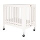 preview thumbnail 1 of 3, Foldable Wood and Metal Crib with Casters and Slatted Details, White