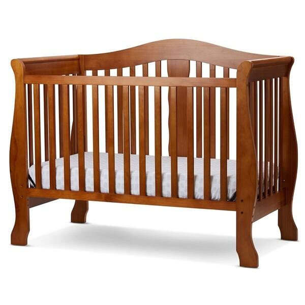 slide 2 of 5, Wooden 4 in 1 Convertible Crib with Slatted Pattern, Brown