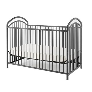 Metal 3 in 1 Full Size Twin Arched Crib with Grid Details, Gray