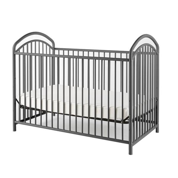 slide 2 of 5, Metal 3 in 1 Full Size Twin Arched Crib with Grid Details, Gray