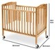 preview thumbnail 5 of 3, Slatted Foldable Pocket Wooden Crib with Casters Support,Natural Brown