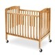 preview thumbnail 1 of 3, Slatted Foldable Pocket Wooden Crib with Casters Support,Natural Brown