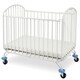 preview thumbnail 1 of 3, Arched and Slatted Metal Crib with Folding Mechanism and Casters,White