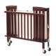 preview thumbnail 2 of 3, Slatted Foldable Pocket Wooden Crib with Casters Support, Cherry Brown