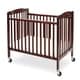 preview thumbnail 1 of 3, Slatted Foldable Pocket Wooden Crib with Casters Support, Cherry Brown