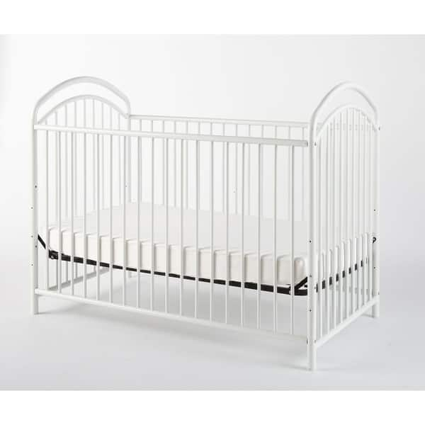 slide 2 of 5, Metal 3 in 1 Full Size Twin Arched Crib with Grid Details, White