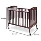 preview thumbnail 5 of 3, Slatted Foldable Wooden Crib with Caster Support, Cherry Brown