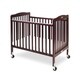 preview thumbnail 1 of 3, Slatted Foldable Wooden Crib with Caster Support, Cherry Brown