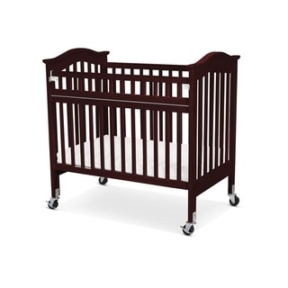 Slatted Wood and Metal Crib with Casters and Safety Gate, Cherry Brown