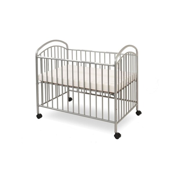 gray metal crib