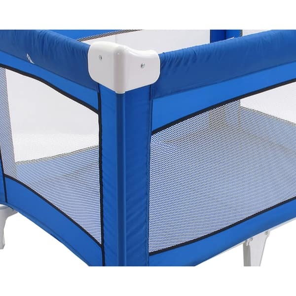 Shop Fabric Covered Metal Crib Yard With Mesh Design Blue On