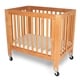 preview thumbnail 1 of 3, Slatted Foldable Wood and Metal Crib with Casters, Natural Brown