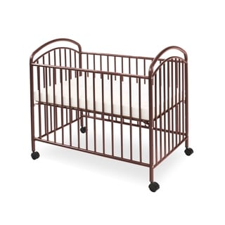 Grid Metal Crib with Adjustable Mattress Height and Casters,Dark Brown