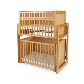 Modular Dual Level Slatted Crib with Caster Support, Brown and Clear