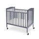 preview thumbnail 1 of 3, Slatted Foldable Pocket Wooden Crib with Casters Support, Gray