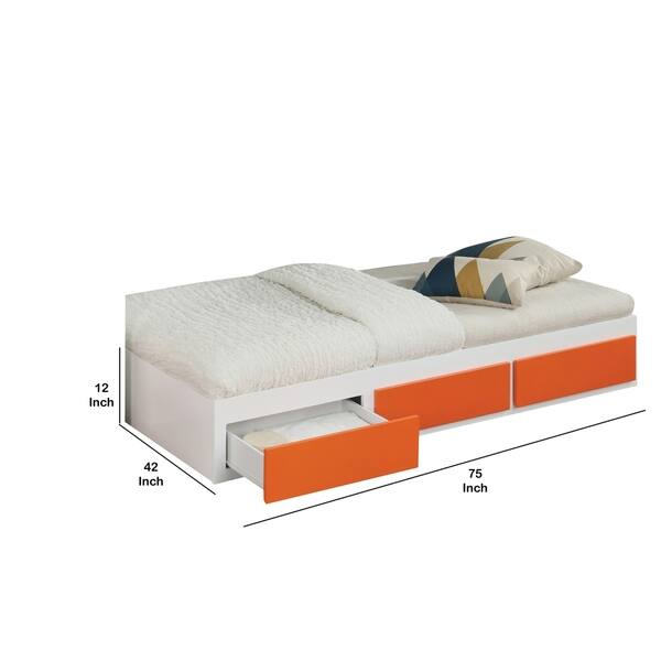 Shop Wooden Twin Size Trundle Bed With Three Drawers White And